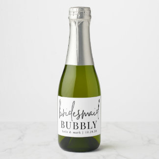 Bridesmaid Bubly Mini Sparkling Vin-etiketter