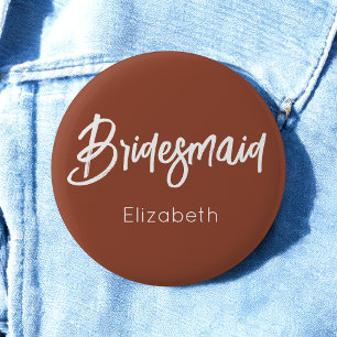Bridesmaid Burnt Orange Terracotta Bröllop Knapp