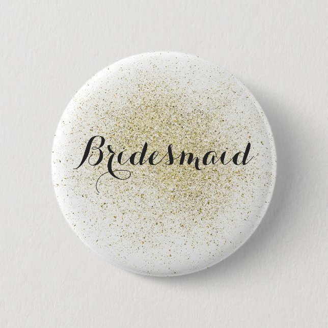 Bridesmaid Button glitter Guld Knapp (Framsida)