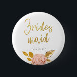 Bridesmaid Button ro Guld Blommigt Glitter Knapp<br><div class="desc">Denna knapp i Bridesmaid i ro guld blommigt är underbar för bachelorette Party eller möhippa. Matchande produkter i min butik Wowweds.</div>