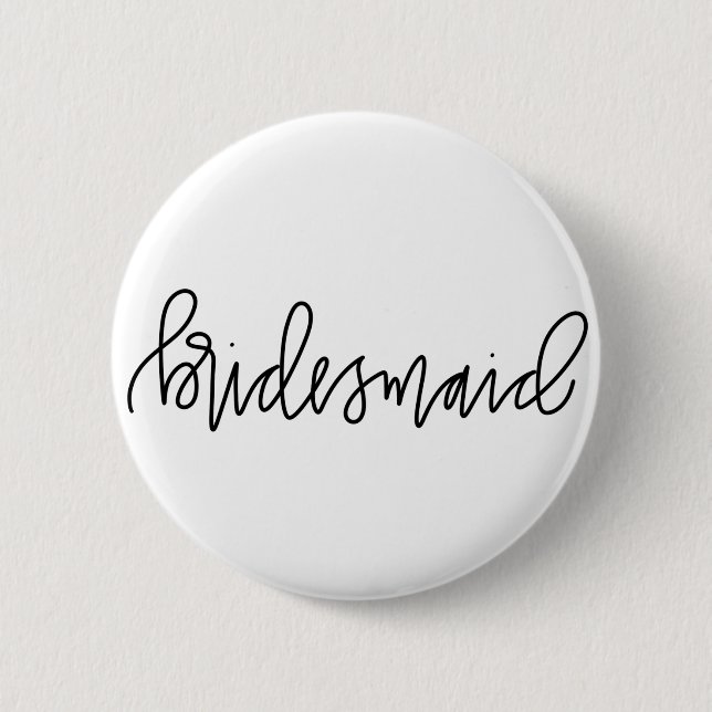 Bridesmaid Calligraphy 24 Ph Round Button Knapp (Framsida)