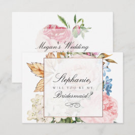 Bridesmaid Card elegant Rosa ros Inbjudningar