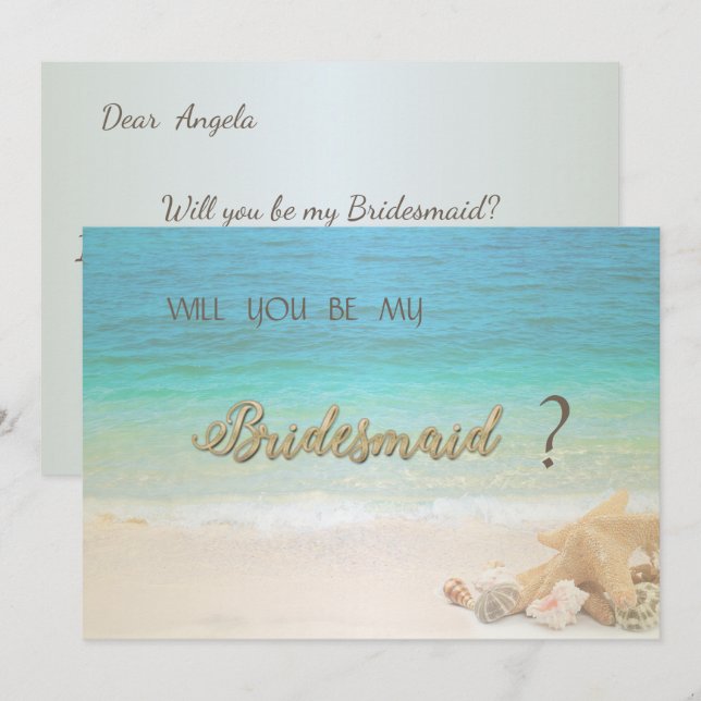 Bridesmaid Card för Beach bröllopsseashells Inbjudningar (Fram/baksida)