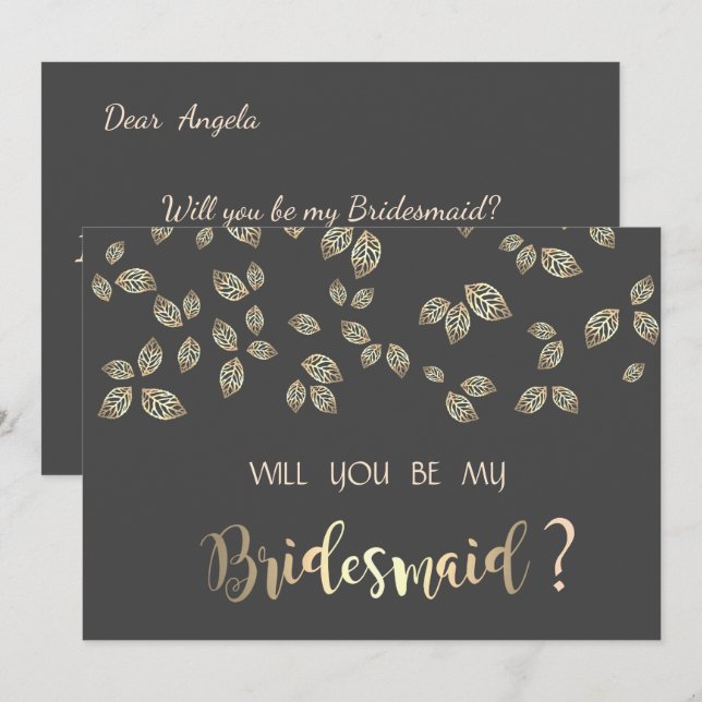 Bridesmaid Card för elegant Chic Löv Inbjudningar (Fram/baksida)