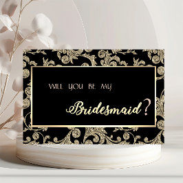 Bridesmaid Card för elegant Guld Glitter Inbjudningar