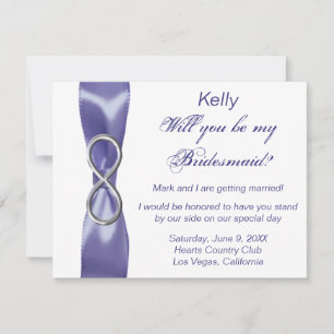 Bridesmaid Card för lila Blue Silver