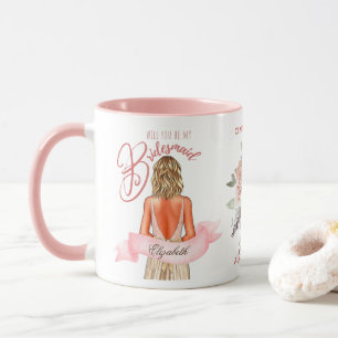 Bridesmaid Caricature Frieri Tack Anpassningsbar Mugg