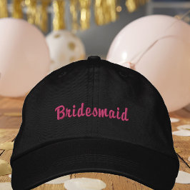 Bridesmaid Chic Hot Pink Black Broderad Keps
