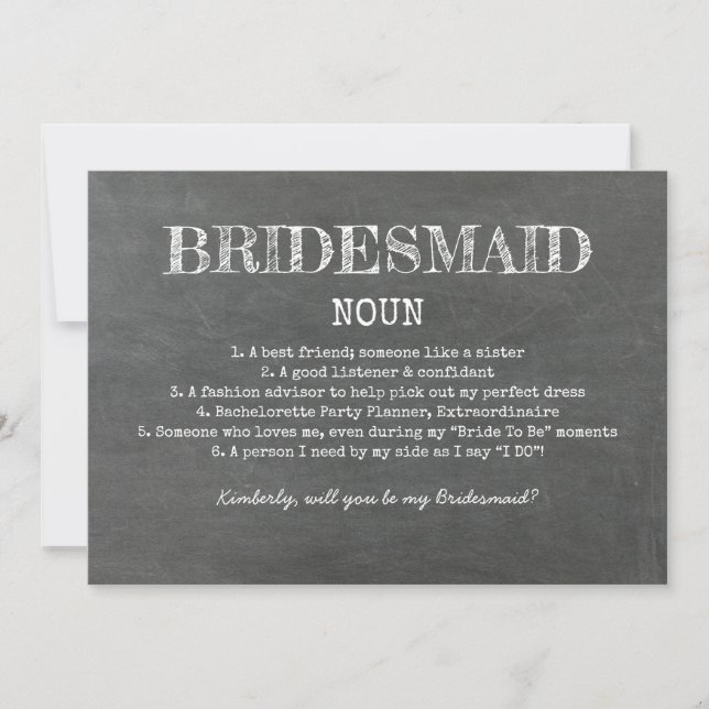 Bridesmaid Definition Funny Frieri Inbjudningar (Framsida)