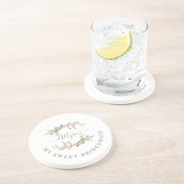 Bridesmaid Elegant Romantic Wreath in Pink Tones Underlägg (Sidan)