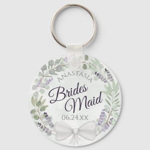 Bridesmaid Eucalyptus & Lavender Wandan Bröllop Nyckelring