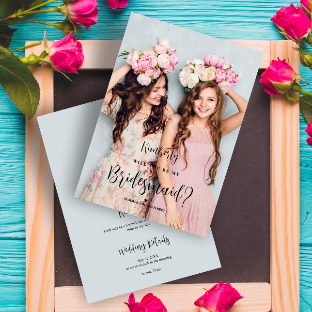 Bridesmaid Fancy Calligraphy Minimal Custom Photo (Skapare uppladdad)