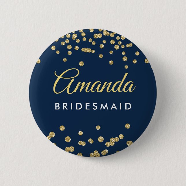 Bridesmaid Favor Guld Faux Glitter confetti-flotta Knapp (Framsida)