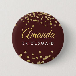 Bridesmaid Favor Guld Glitter confetti Marsala Knapp