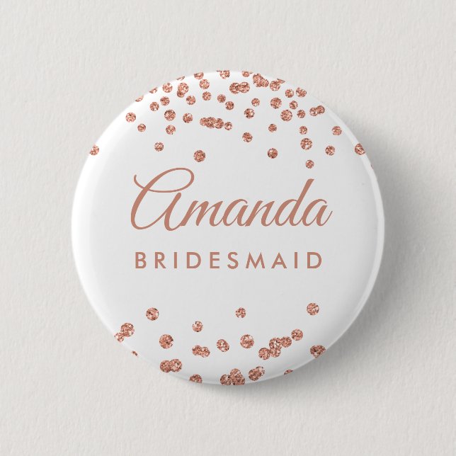 Bridesmaid favor Ro Guld Glitter confetti White Knapp (Framsida)
