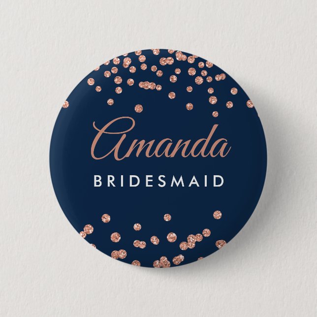 Bridesmaid favor Ro Guld Glitter Konfetti-flottan Knapp (Framsida)