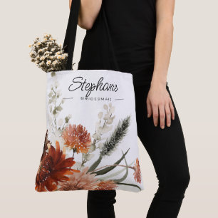 Bridesmaid Favor Rustic Blommigt Bouquet Tote Tygkasse
