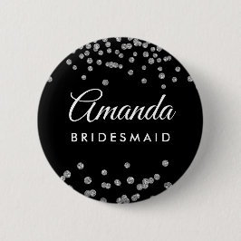 Bridesmaid Favor Silver Glitter Confetti Black Knapp