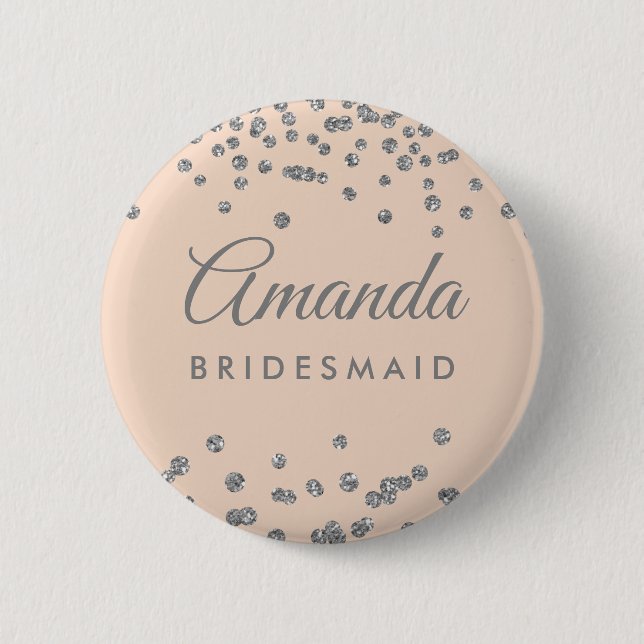 Bridesmaid favor Silver Glitter confetti  Knapp (Framsida)