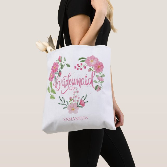 Bridesmaid Floral Personalized Name Tygkasse (Närbild)