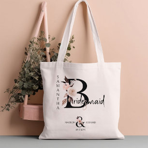 Bridesmaid Flower Brev Boho Blommigt Bröllop Tygkasse