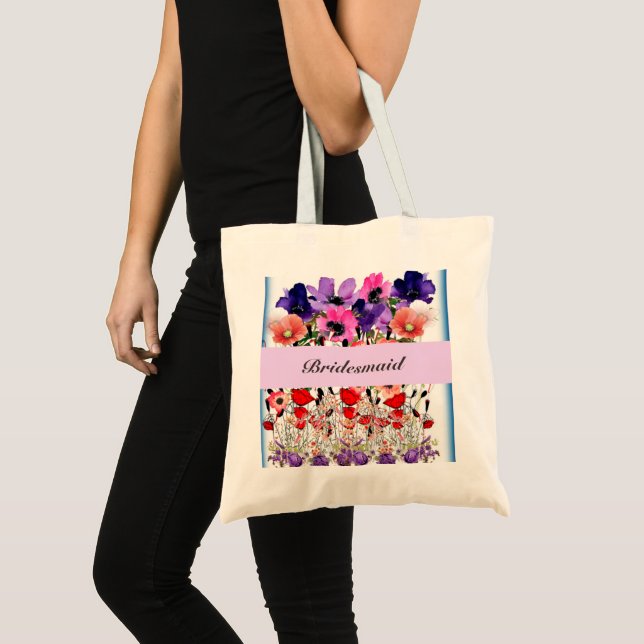 Bridesmaid Flower Bröllop Förlovning Tote Bag Tygkasse (Framsida (produkt))