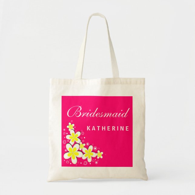 Bridesmaid Frangipani Blommigt Budget Tote Bag Tygkasse (Framsidan)