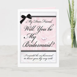 Bridesmaid Friend Bröllopsfest Rosa ros Hearts Kort