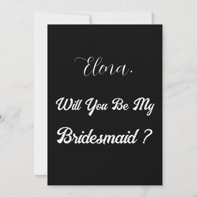 Bridesmaid Frieri Black White Minimal Bröllop Inbjudningar (Framsida)