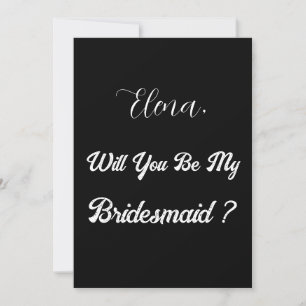 Bridesmaid Frieri Black White Minimal Bröllop Inbjudningar