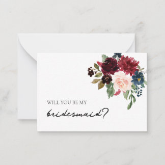 Bridesmaid Frieri Blommigten Card Fall Burgundy Na Anteckningskort