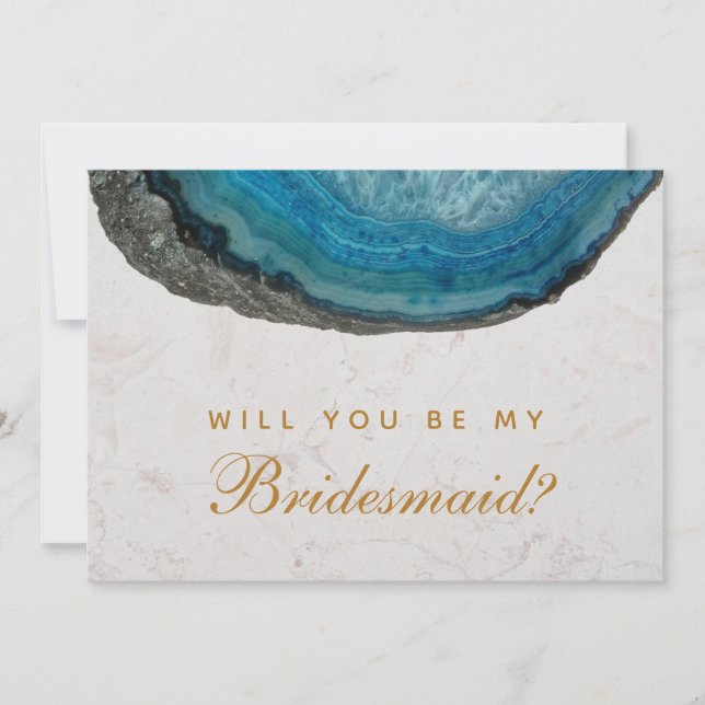 Bridesmaid Frieri Blue Geode Agate Marble Kort (Framsida)