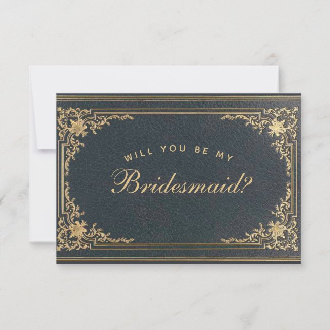 Bridesmaid Frieri Blue Guld Vintage Calligraphy (Framsida)