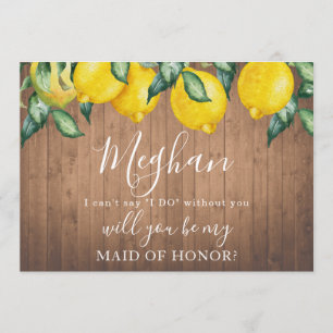 Bridesmaid frieri card Lemons and wood Inbjudningar