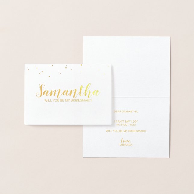 Bridesmaid Frieri | Elegant Confetti Guld Folierat Kort (Display)