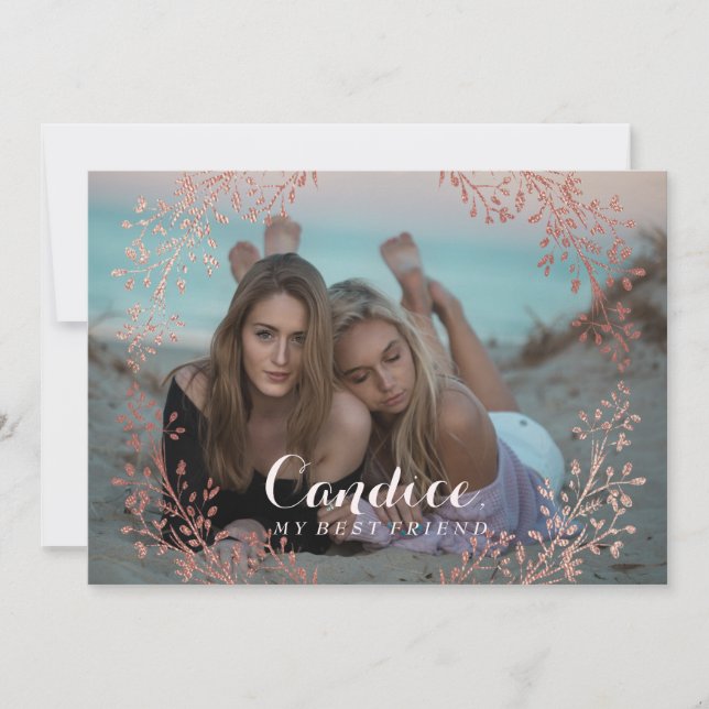 Bridesmaid Frieri Faux Ro Guld Blommigt Gräns Inbjudningar (Framsida)