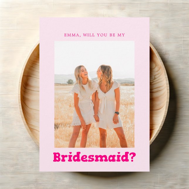 Bridesmaid Frieri fet Rosa för fotofoto Inbjudningar (Skapare uppladdad)