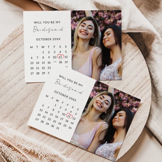 Bridesmaid Frieri fotokalendermall Inbjudningar (Bridesmaid Proposal Photo Calendar Template)