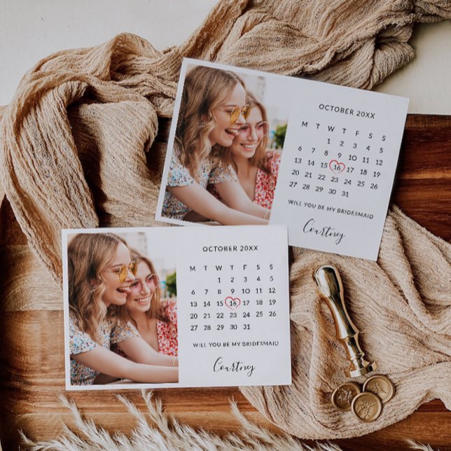 Bridesmaid Frieri fotokalendermall Inbjudningar (Bridesmaid Proposal Photo Calendar Template)