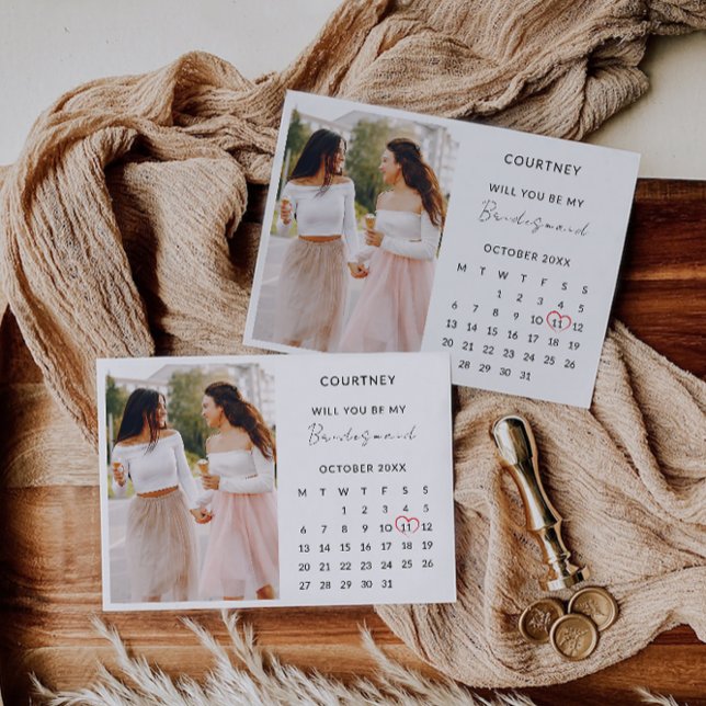 Bridesmaid Frieri fotokalendermall Inbjudningar (Bridesmaid Proposal Photo Calendar Template)