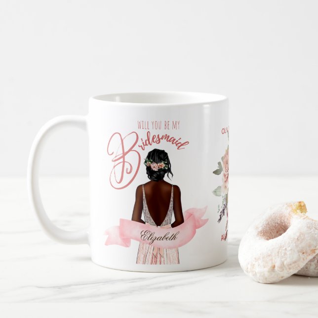 BRIDESMAID FRIERI GIFT African American Anpassning Kaffemugg (Med munk)