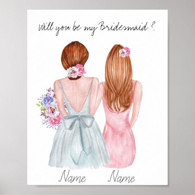 Bridesmaid Frieri Gift. Kommer du att bli min Brid Poster (Framsidan)