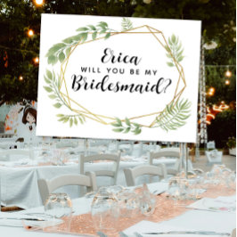 Bridesmaid Frieri greenery bröllopsfest geo Inbjudan Vykort