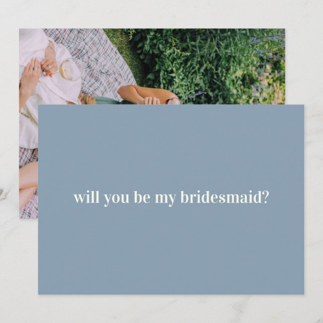 Bridesmaid Frieri i Blue med Photo on Back Anteckningskort (Fram/baksida)