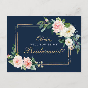 Bridesmaid-Frieri kort för marinblått Guld