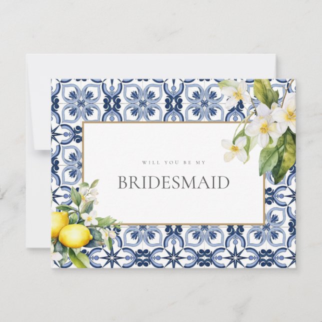 Bridesmaid Frieri kort för medelhavslemonplattor (Framsida)