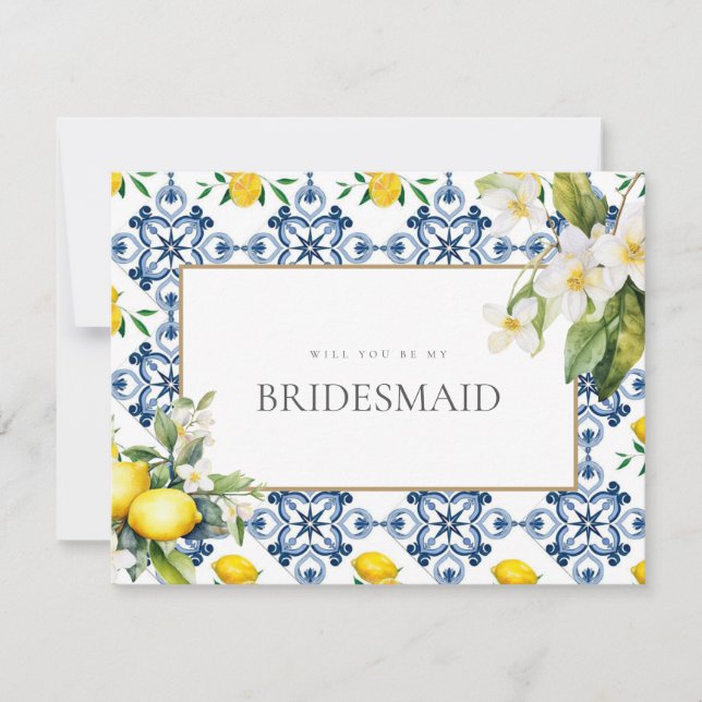 Bridesmaid Frieri kort för medelhavslemonplattor (Framsida)