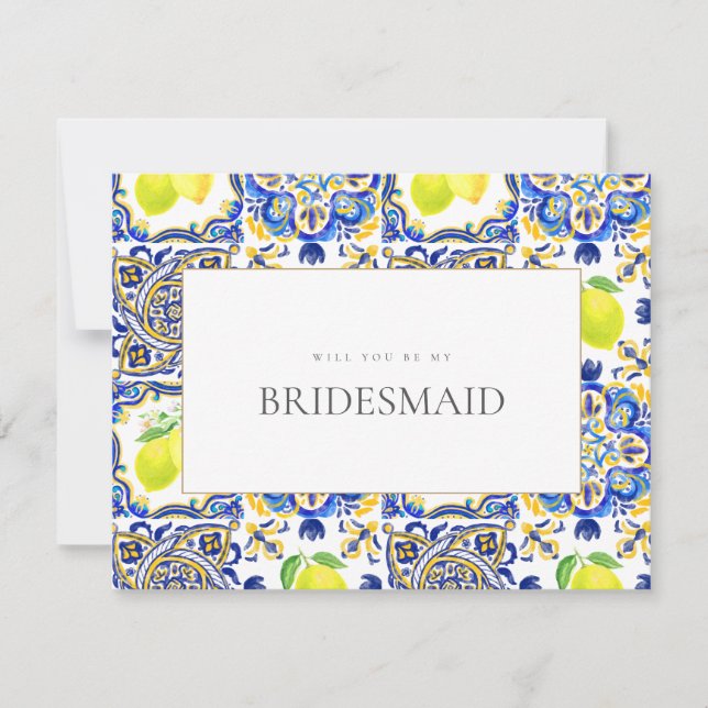 Bridesmaid Frieri kort för medelhavslemonplattor (Framsida)