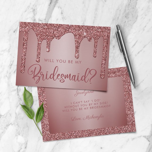 Bridesmaid Frieri kort för ro Guld Glitter (Skapare uppladdad)