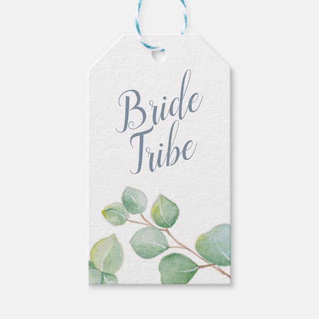 BRIDESMAID-FRIERI kort, Greenery Eucalyptus Presentetikett (Framsidan)